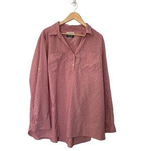 Magellan Outdoors Women's Aransas Pass Long Sleeve Henley, Coral/Red, 3X